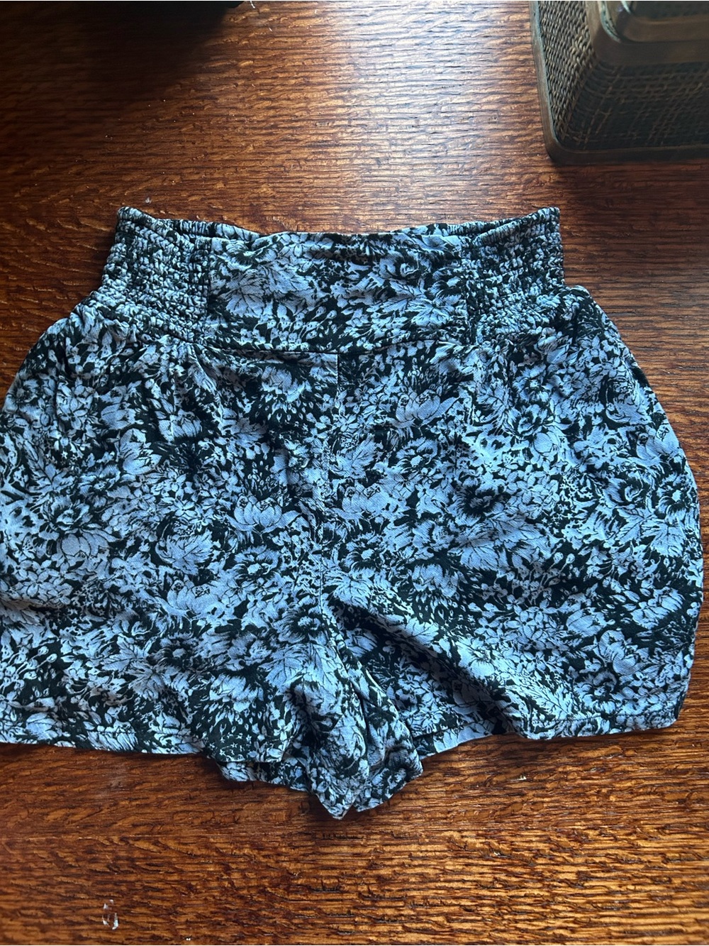 Women's Floral Kimchi Blue Smocked Shorts - Purple/Blue color